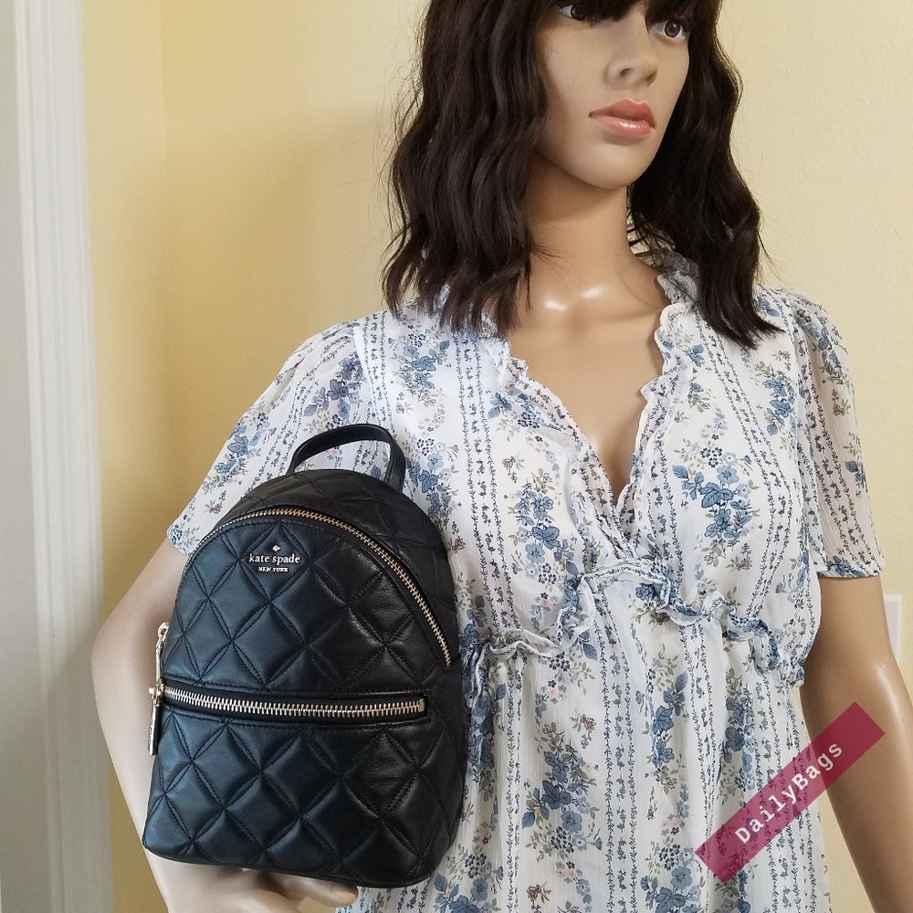 BLACK MINI CONVERTIBLE BACKPACK KATE SPADE BAG - Picture 2 of 15